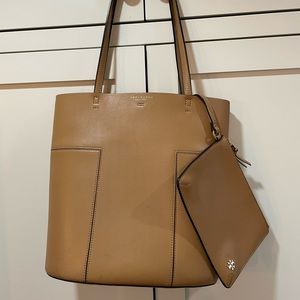 Tory Burch Block T tote bag with removable zip pouch, light caramel color